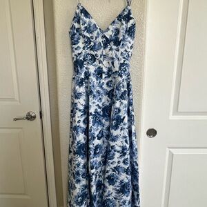 Floral Blue and White Maxi Dress